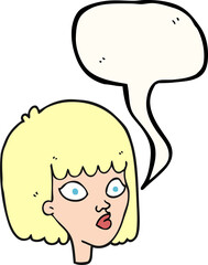 speech bubble cartoon female face