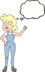 thought bubble cartoon woman shaking fist