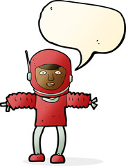 cartoon astronaut with speech bubble