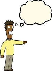cartoon terrified man with thought bubble