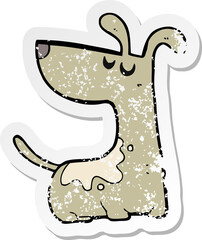 retro distressed sticker of a cartoon happy dog