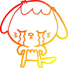 warm gradient line drawing cartoon crying dog