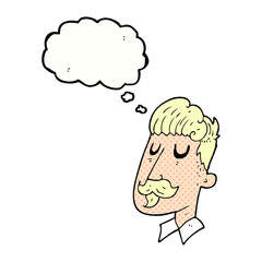 thought bubble cartoon man with mustache