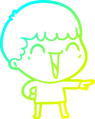 cold gradient line drawing cartoon happy man