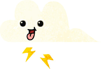 retro illustration style cartoon storm cloud