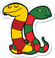 sticker of a cartoon snakes