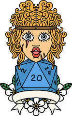 human barbarian with natural twenty dice roll illustration