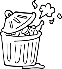 line drawing cartoon waste bin