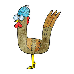 textured cartoon chicken wearing disguise