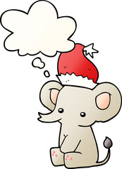 cute christmas elephant and thought bubble in smooth gradient style