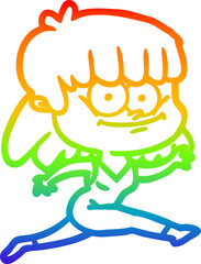 rainbow gradient line drawing cartoon girl smiling