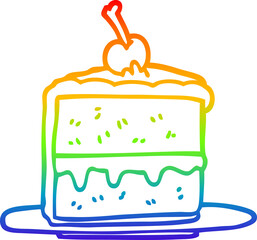 rainbow gradient line drawing cartoon cake slice