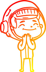 warm gradient line drawing happy cartoon astronaut