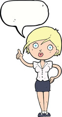 cartoon pretty woman with idea with speech bubble