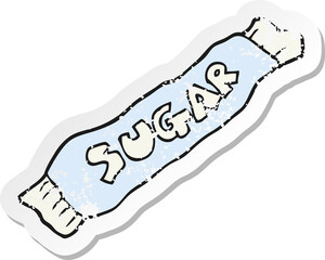 retro distressed sticker of a cartoon packet of sugar