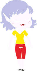 happy flat color style cartoon elf girl