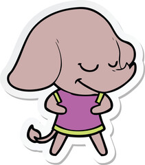 Obraz premium sticker of a cartoon smiling elephant