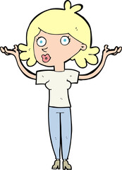 cartoon woman throwing arms in air