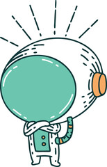 traditional tattoo style astronaut