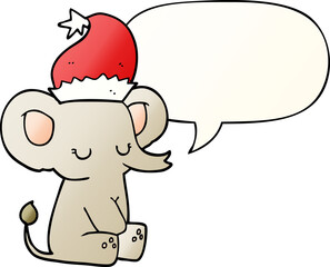 cute christmas elephant and speech bubble in smooth gradient style