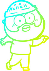 cold gradient line drawing cartoon bearded man