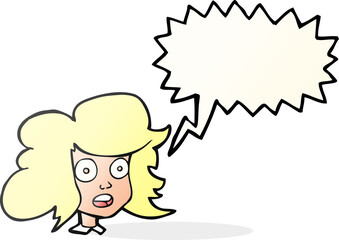 speech bubble cartoon surprised female face