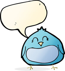 cartoon fat bird with speech bubble