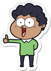 sticker of a cartoon happy man