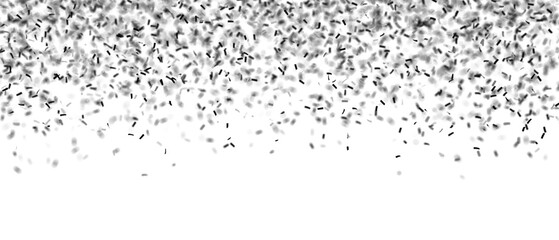 Black white confetti background against a transparent background.