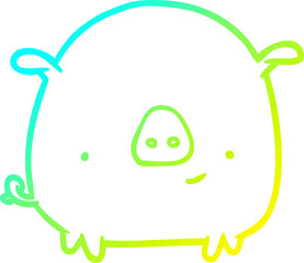 cold gradient line drawing happy pig