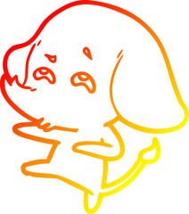 warm gradient line drawing cartoon elephant remembering