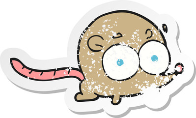 retro distressed sticker of a cartoon mouse