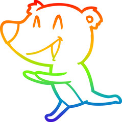 Obraz premium rainbow gradient line drawing running bear cartoon