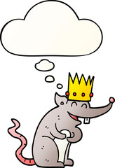 cartoon rat king laughing and thought bubble in smooth gradient style