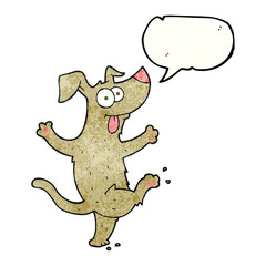 Obraz na płótnie Canvas speech bubble textured cartoon dancing dog