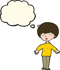 cartoon surprised man with thought bubble