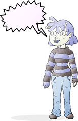 speech bubble cartoon casual alien girl