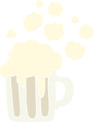 flat color illustration of a cartoon foamy beer