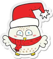 sticker of a cartoon cute christmas owl