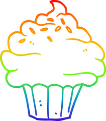 rainbow gradient line drawing cartoon cupcake