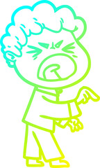 cold gradient line drawing cartoon furious man