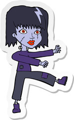 Obraz na płótnie Canvas sticker of a cartoon undead girl