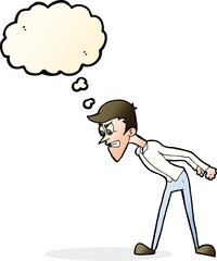 cartoon angry man with thought bubble