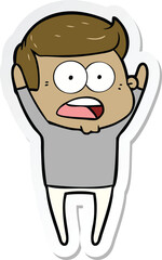 sticker of a cartoon shocked man