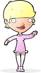 cartoon waving woman