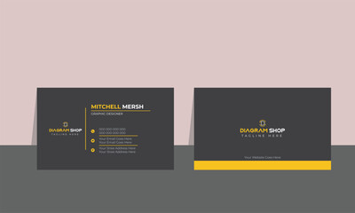 Black Minimal Business Card .Luxury business card flat design template vector.