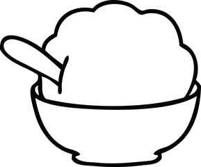 quirky line drawing cartoon ice cream bowl