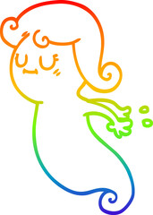 rainbow gradient line drawing cartoon ghost