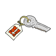 cartoon house key with for sale tag