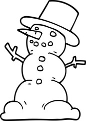 line drawing cartoon snowman
